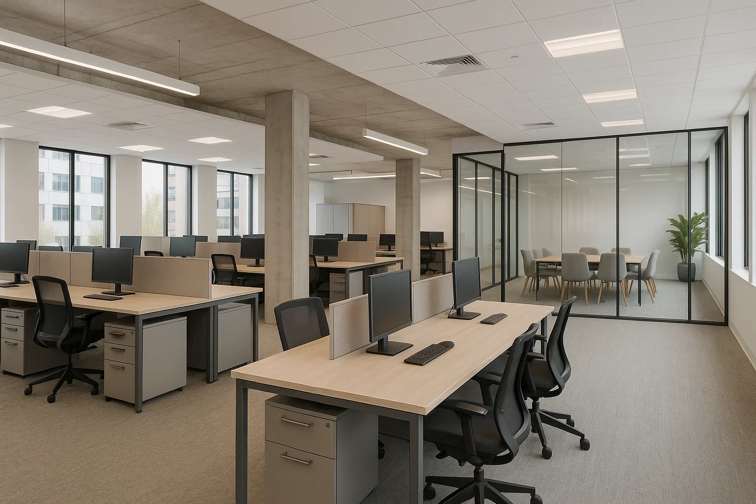 Professional commercial painting job inside a new office space by C&C Painting Saskatoon