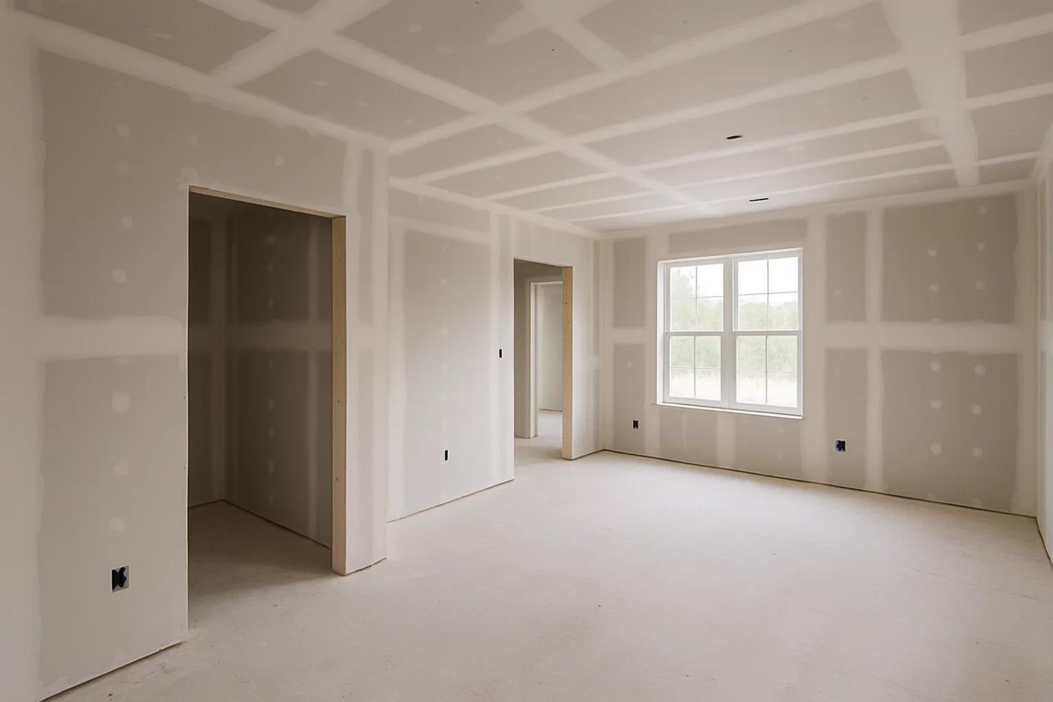 Professional drywalling job of a new home with by C&C Painting Saskatoon