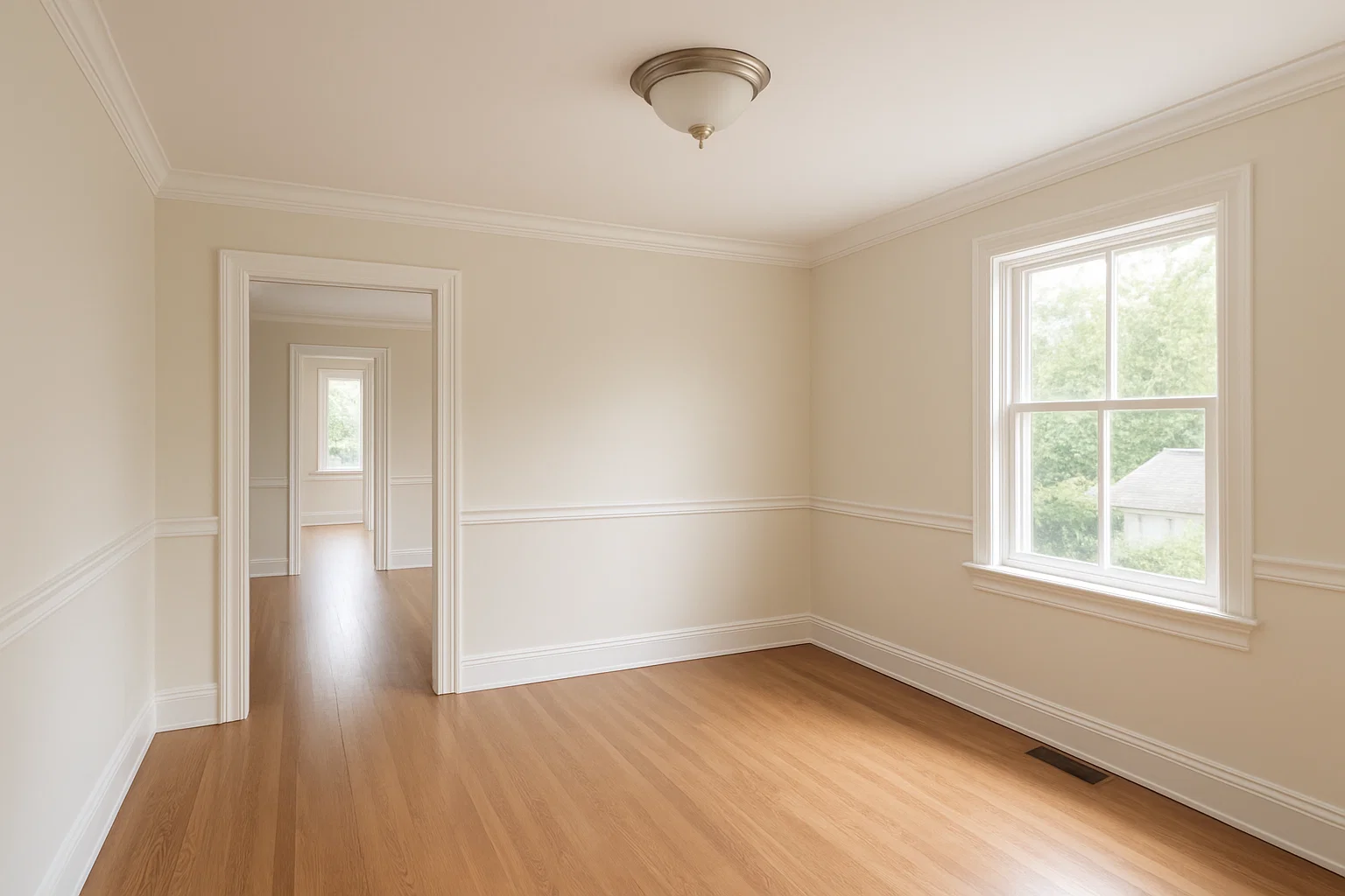 Professional interior painting with off-white walls by C&C Painting Saskatoon